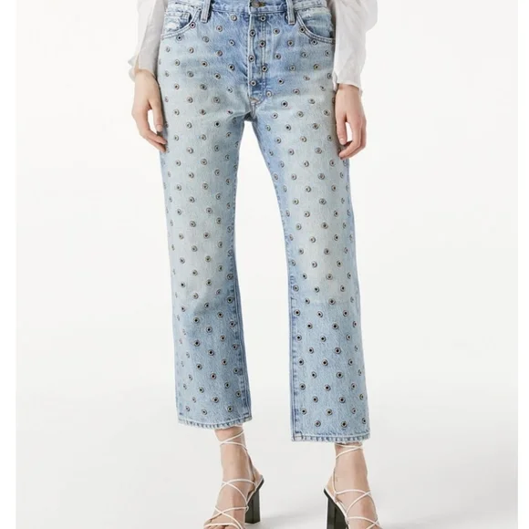 FRAME Le Slouch Crop All Over Grommet Fitzgerald | Womens Straight Size 32 - Picture 2 of 6